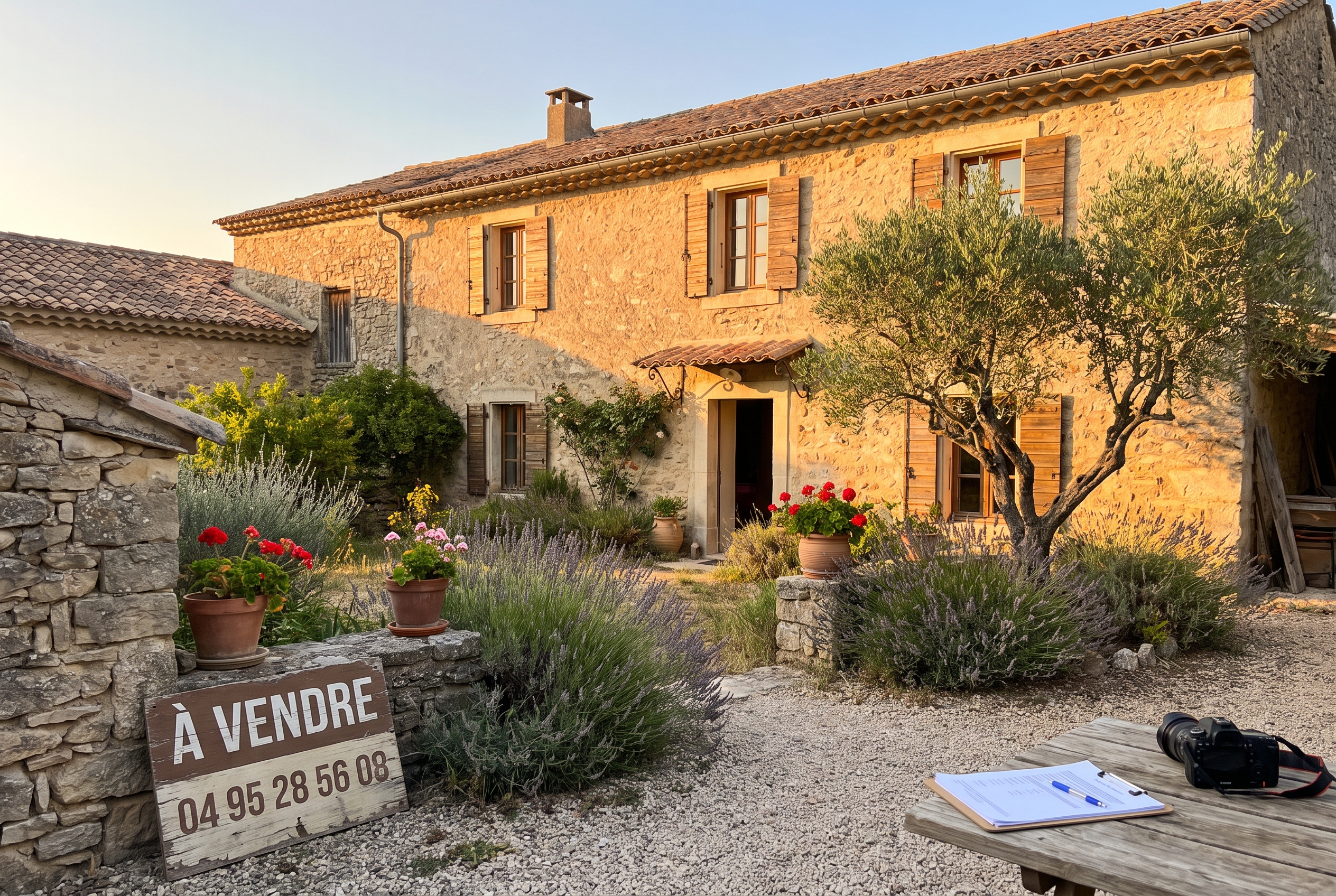 Ancien mas provençal en pierre à inspecter avant achat