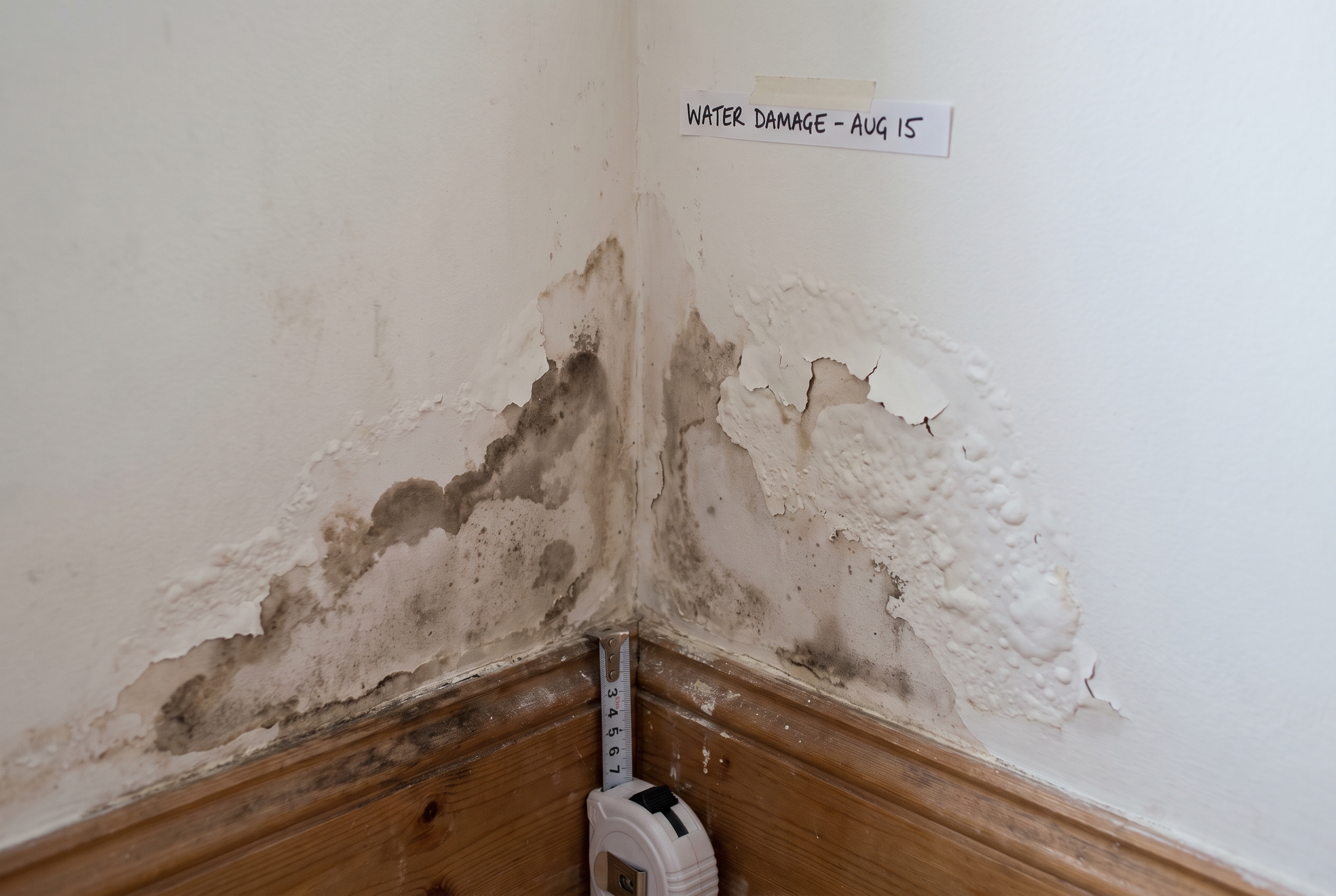 Mur intérieur endommagé par une infiltration d'eau